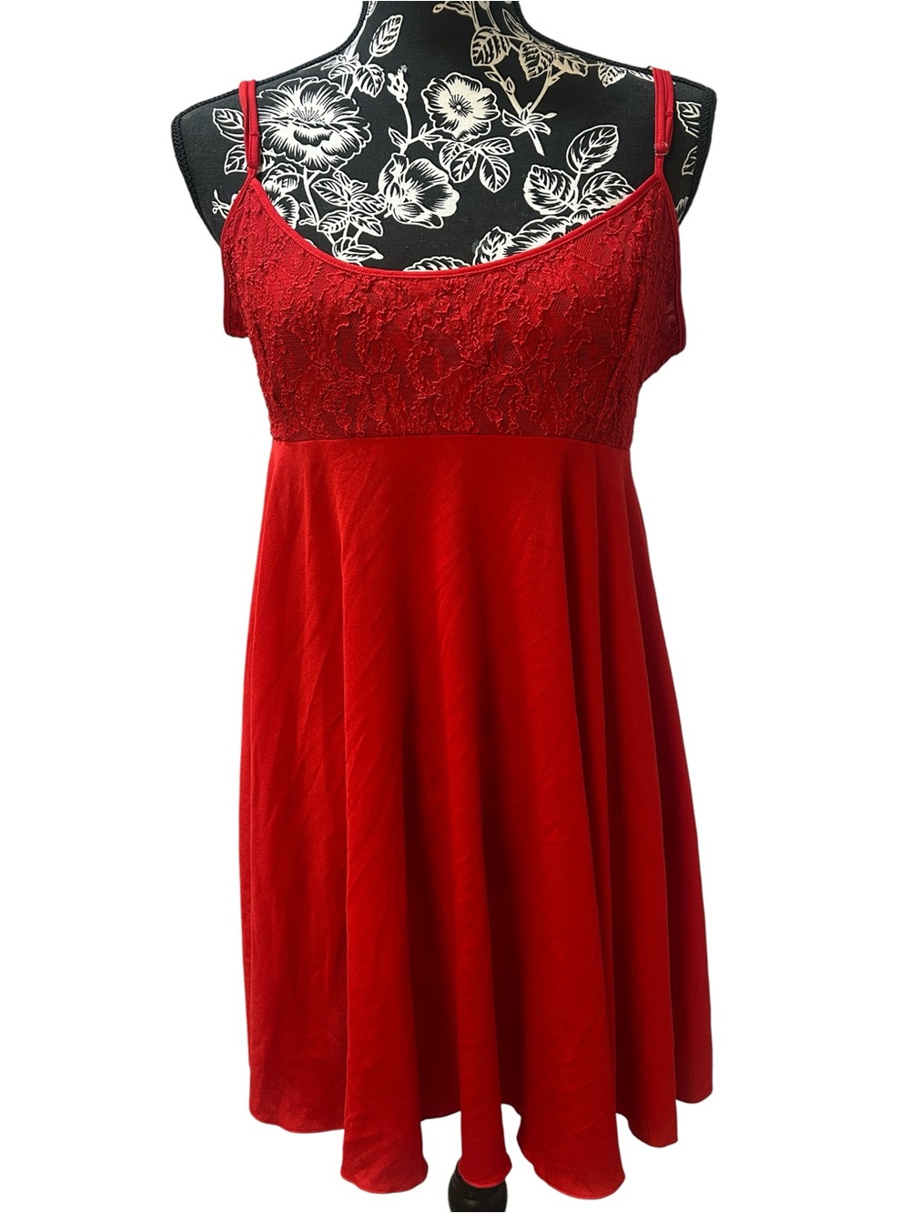 Vintage Victoria's Secret Babydoll Red Lace Nightgown Slip Chemise Women L